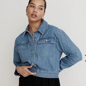 Madewell Crop Jean Denim Jacket Dursett Wash Size XS